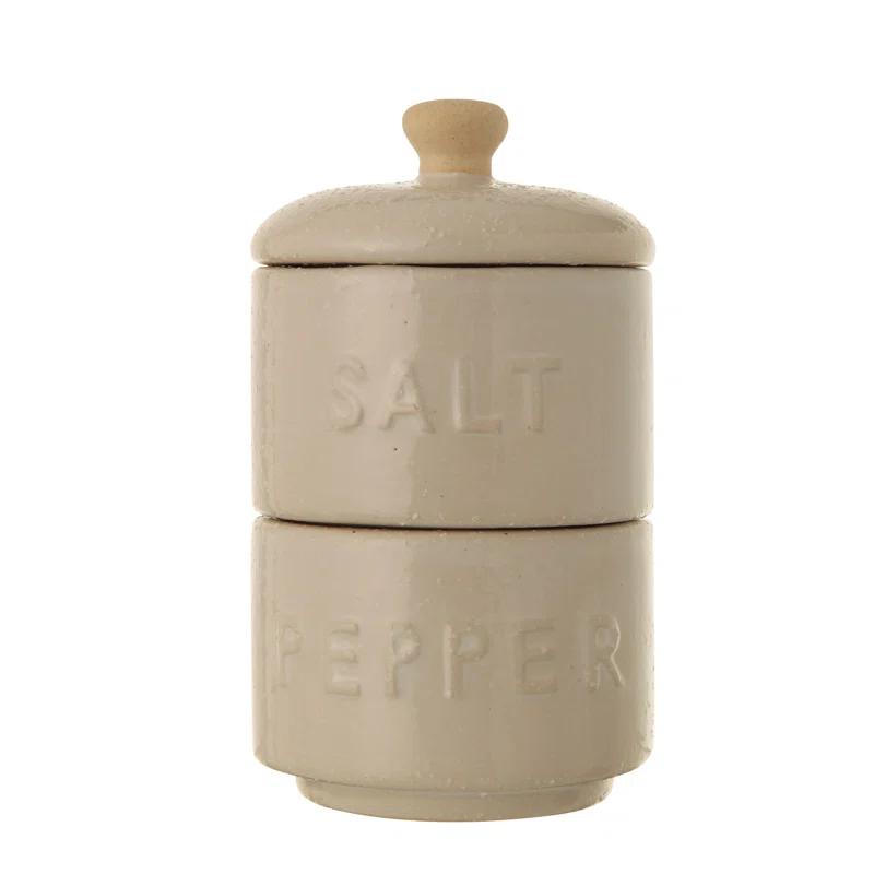 Creative Co-Op Stackable Stoneware Salt and Pepper Shaker Set | Wayfair