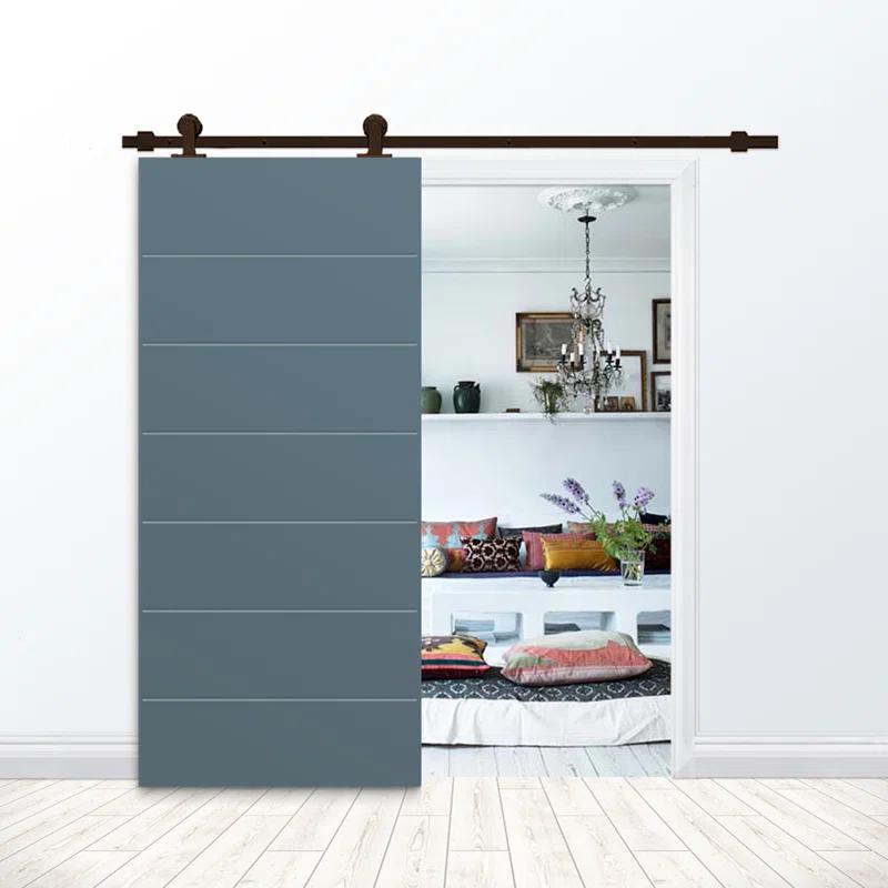 Calhome Hollow Paneled Painted with Installation Hardware Kit Barn Door