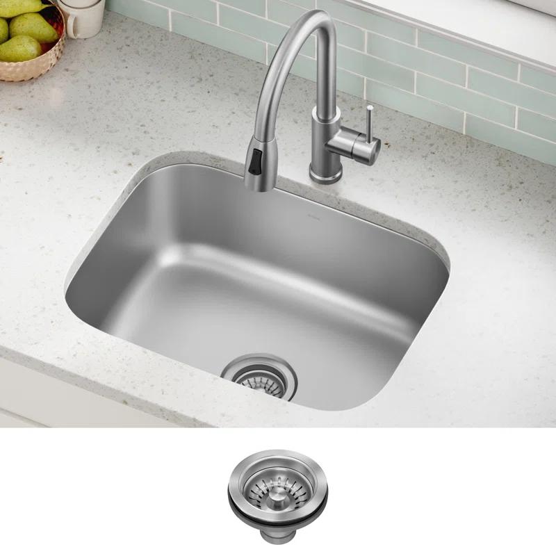KRAUS Premier 16 Gauge Undermount Single Bowl Stainless Steel Kitchen Sink