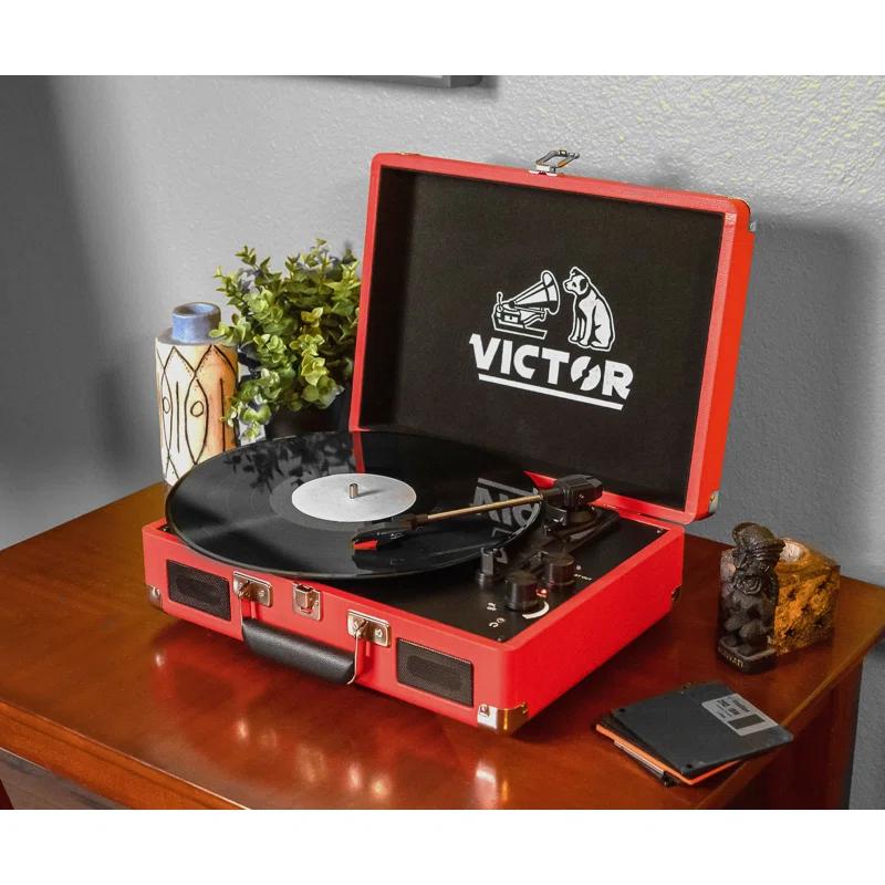 Victor Portable Suitcase Turntable - Record Player with Bluetooth & Built-in Speakers