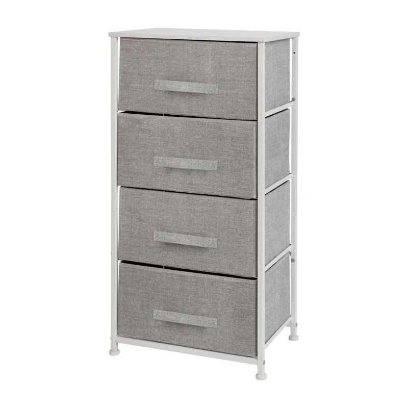 Malone 4 Drawer Vertical Storage Dresser with Wood Top & Fabric Pull Drawers