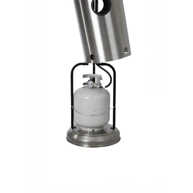 AspectLiving Patio Heater with Table 48,000 BTU Output Electronic Ignition System with Wheels- Stainless Steel