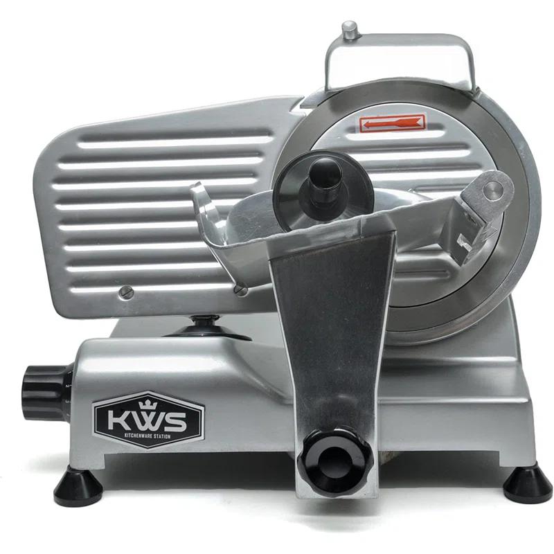 KWS KitchenWare Station KWS 200W Electric Meat Slicer 7.67 Stainless Steel Blade, Frozen Meat/ Deli Meat Slicer Low Noises