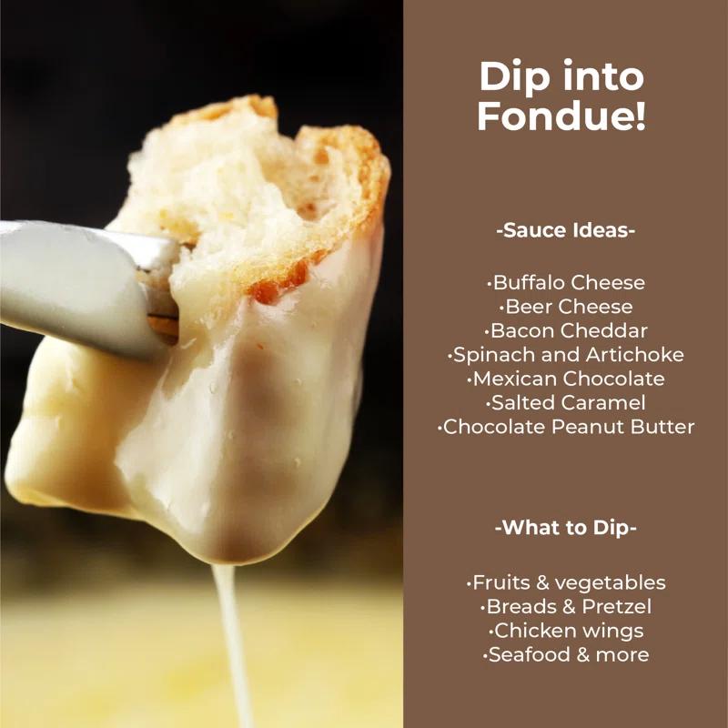 Nostalgia Nostalgia 6-Cup Stainless Steel Electric Fondue Pot with Temperature Control, 6 Color-Coded Forks and Removable Pot - Perfect for Chocolate, Caramel, Cheese, Sauces and More