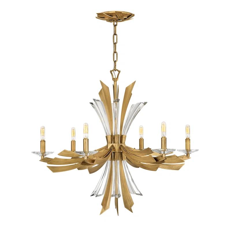 Fredrick Ramond Vida 29.25" Six-Light Single Tier Candle Chandelier w/ Crystal Accents