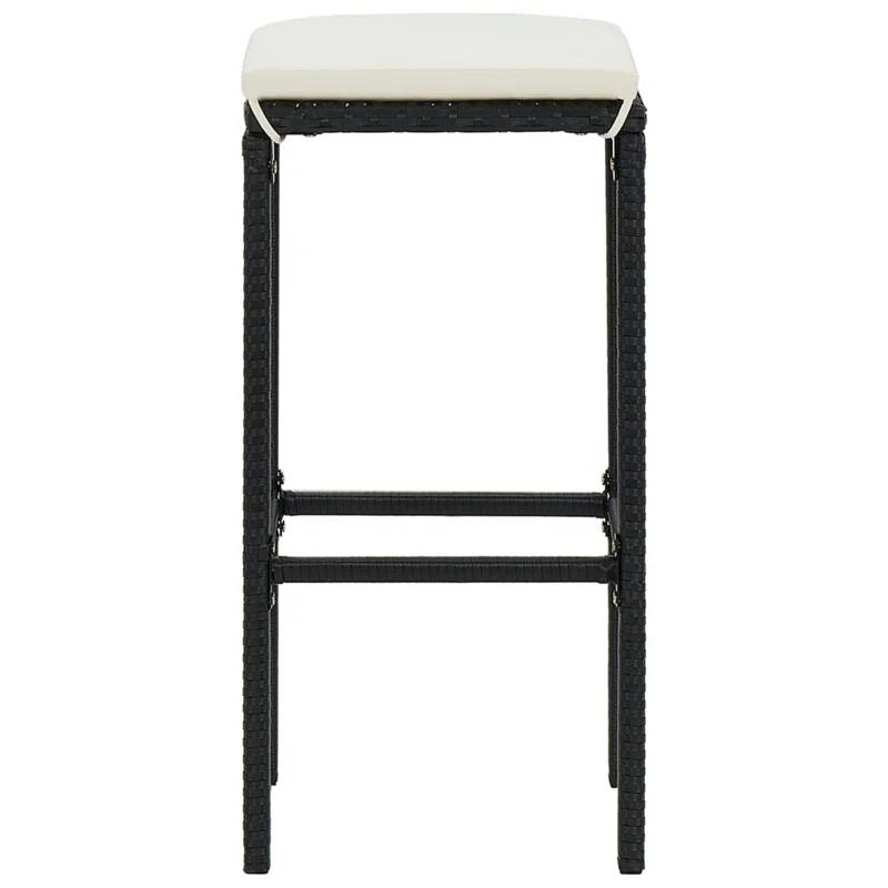 Benjara Vian Outdoor Barstool, Poly Rattan, Polyester (Set of 4)