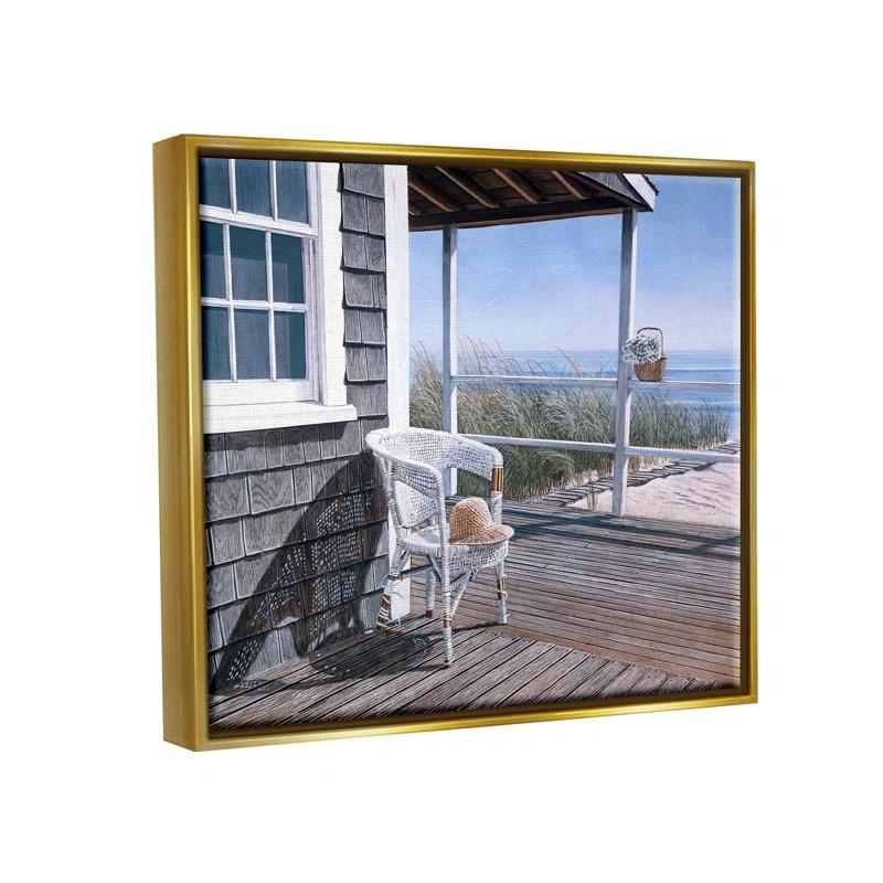 Stupell Industries " Coastal Cottage Porch Chair Seaside Boardwalk Scenery " by Tom Mielko