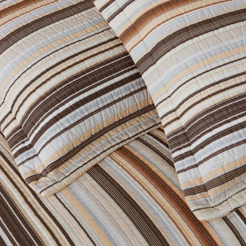 Chezmoi Collection Cotton Quilted Striped Quilt Set
