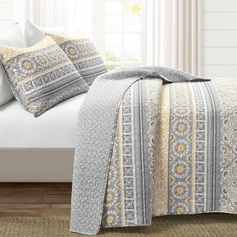 Lush Decor Nesco Navy 320 TC Reversible Modern & Contemporary 3 Piece Quilt Set