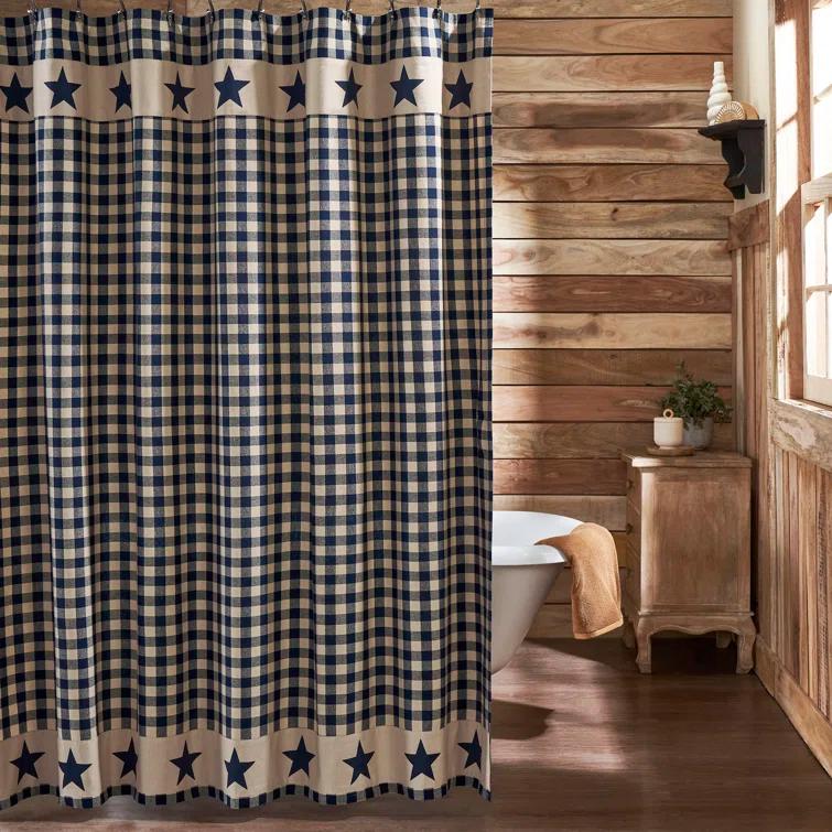 VHC Brands Higher Glory My Country Plaid Shower Curtain