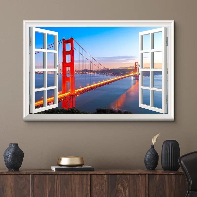 Window Scenery " Window View Landscape San Francisco Golden Gate Bridge Nature Wilderness "