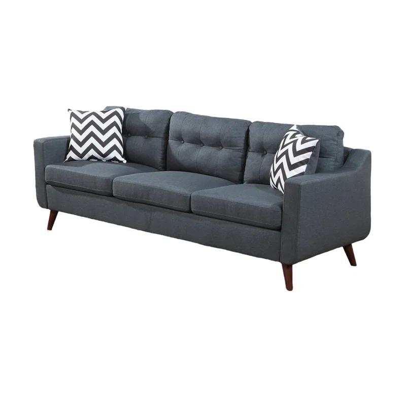 WANDINGT Modern Sofa Cozy Sofa Loveseat W Pillows 2Pc Sofa Set  Polyfiber Couch Tufted Cushions Living Room