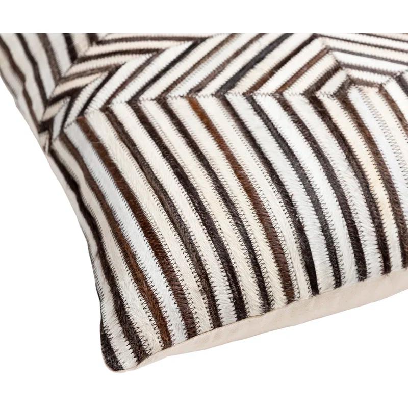 Nashville Striped Leather/Suede Reversible Pillow Cover
