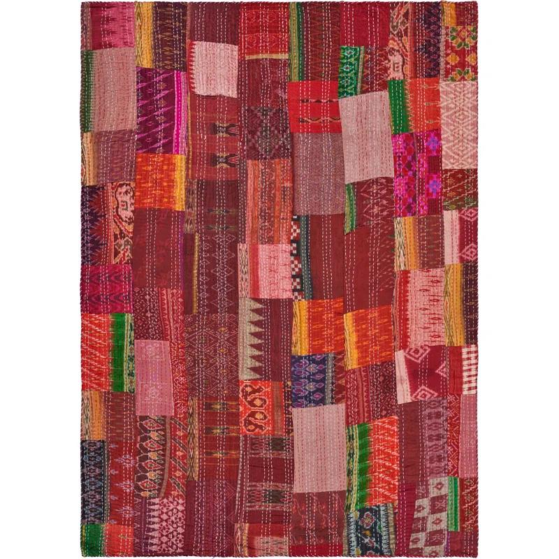 Rajani Home Handmade Kantha Silk Blend Throw Blanket