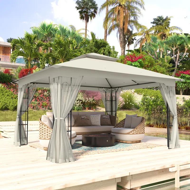 COOS BAY 13 Ft. W x 11 Ft. D Steel Patio Gazebo with Netting