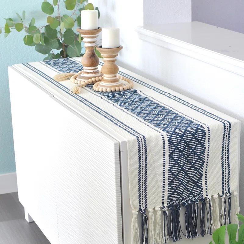 Oveesha Boho Cotton Woven Table Runner With Tassels