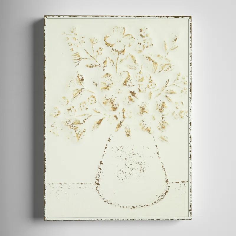 Kelly Clarkson Home Embossed Metal Wall Art with Flowers in Vase