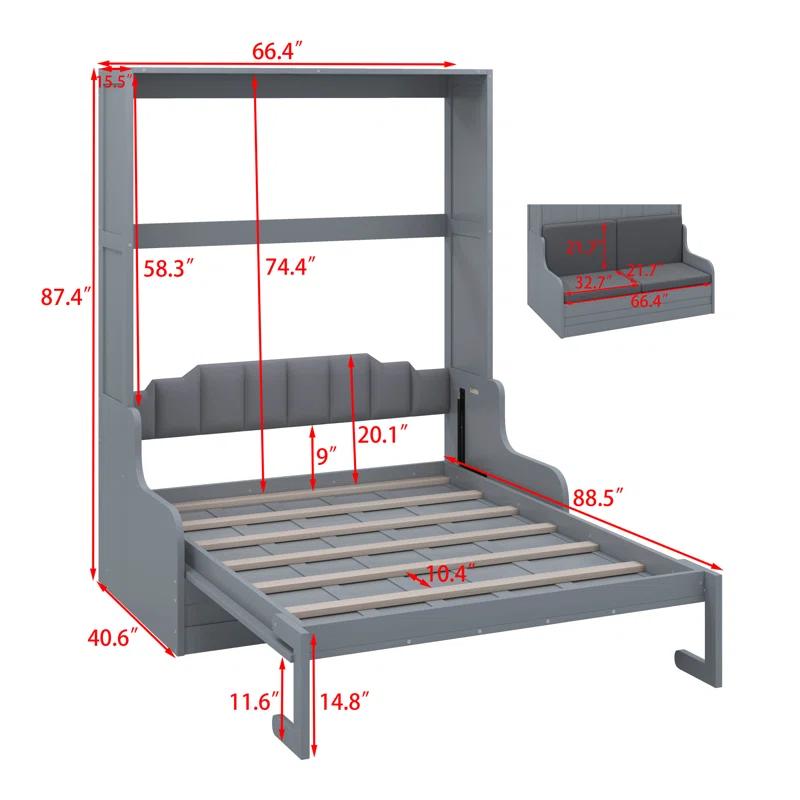 Red Barrel Studio® Queen Size Murphy Bed Wall Bed With Cushion
