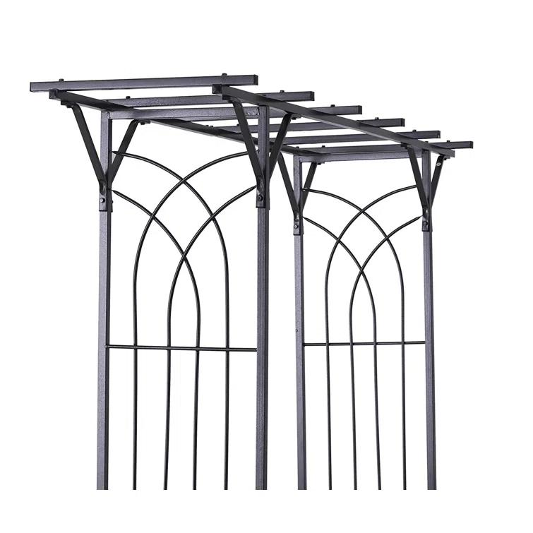 Outsunny 74.75'' W x 19.75'' D Metal Arbor in Gray