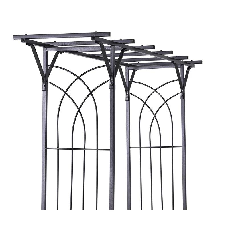 Outsunny 74.75'' W x 19.75'' D Metal Arbor in Gray