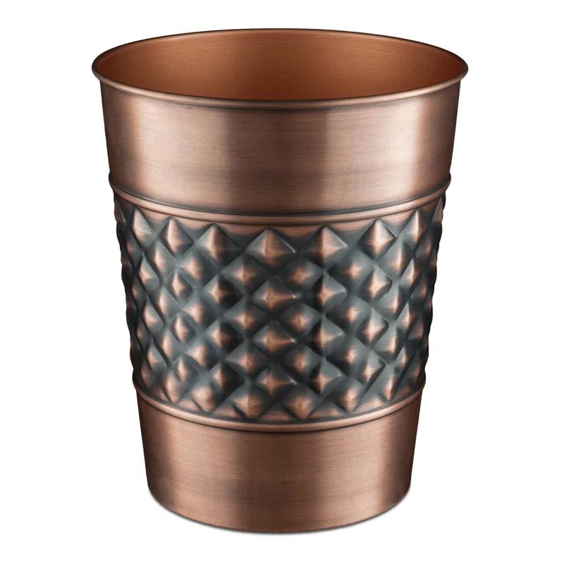 Monarch Abode Geometric Embossed Metal 1.7 Gallon Waste Basket