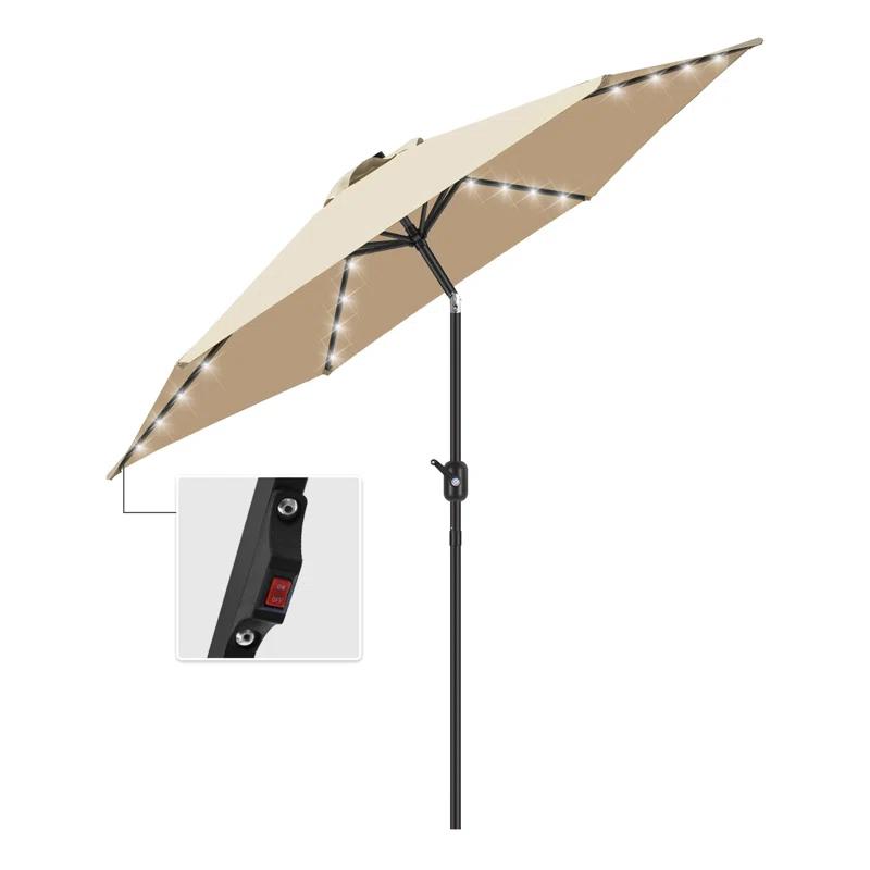 KUTIME Fruiteam 90'' Lighted Tilt Market Umbrella