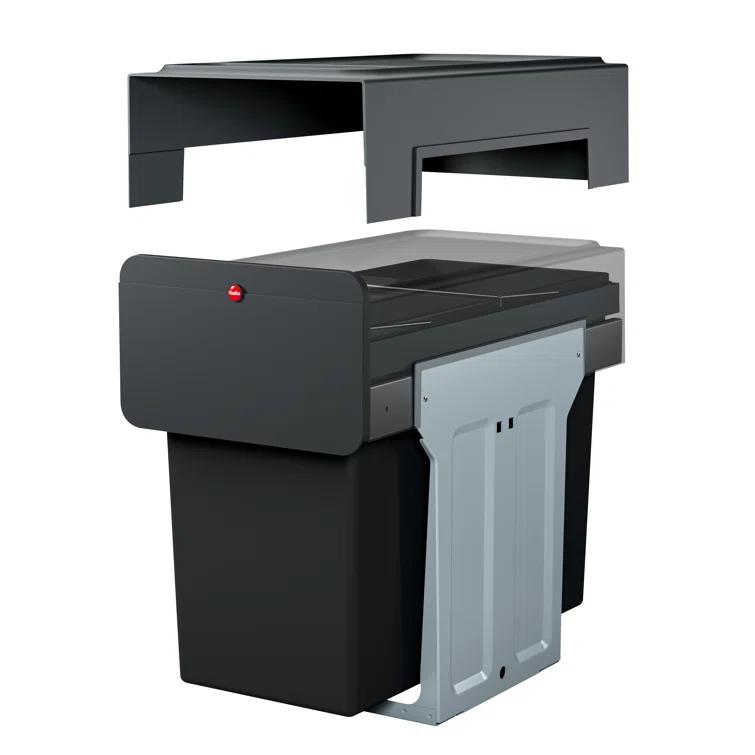 Hailo USA Inc. Plastic Manual Lift Multi-Compartments Trash & Recycling Bin