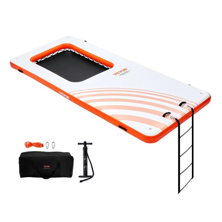 Stellweilan Tessberg 15x6.5FT Inflatable Dock Platform with 4*6FT Trampoline Mesh Pool, Floating Platform Water Mat