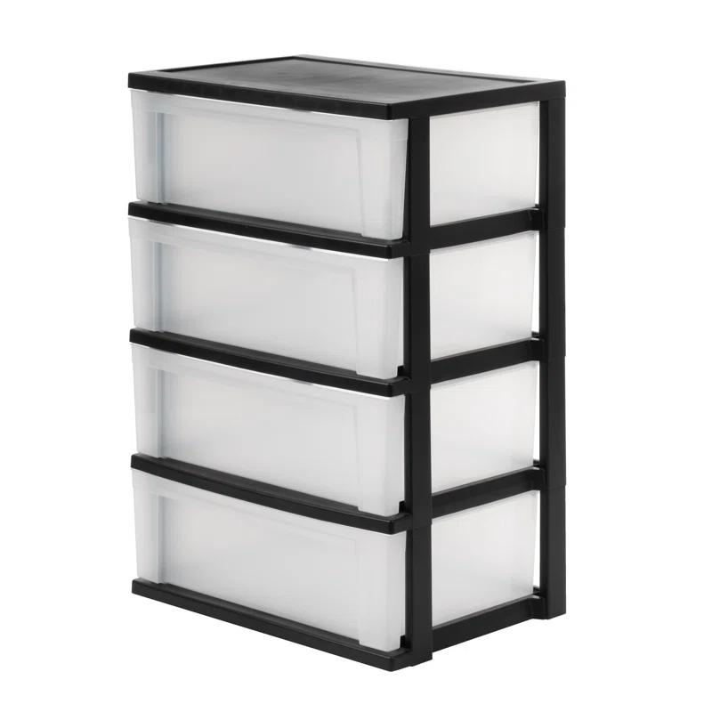IRIS USA, Inc. 4 Drawer Plastic Wide Chest, Black