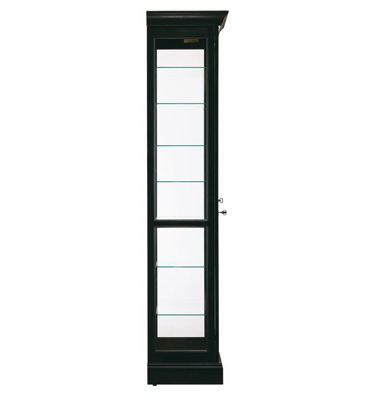 Greyleigh™ Flagg Lighted Gallery Style 5 Shelf Curio Cabinet in Onyx Black