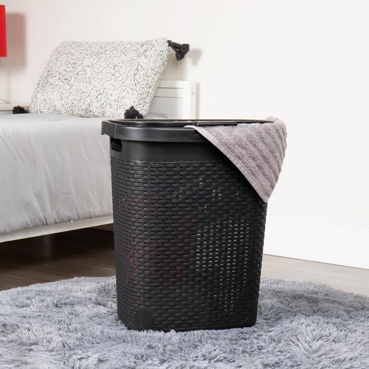 Mind Reader 40L Slim Laundry Hamper, Clothes Basket, Lid, Wicker Design, Plastic & Reviews | Wayfair