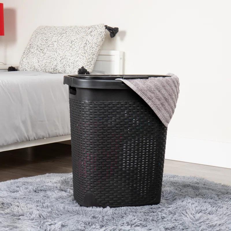 Mind Reader 40L Slim Laundry Hamper, Clothes Basket, Lid, Wicker Design, Plastic & Reviews | Wayfair