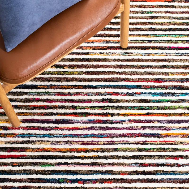 Dakota Fields Nantucket Hand Tufted Wool/Cotton Geometric Rug in Brown/Pink/Blue