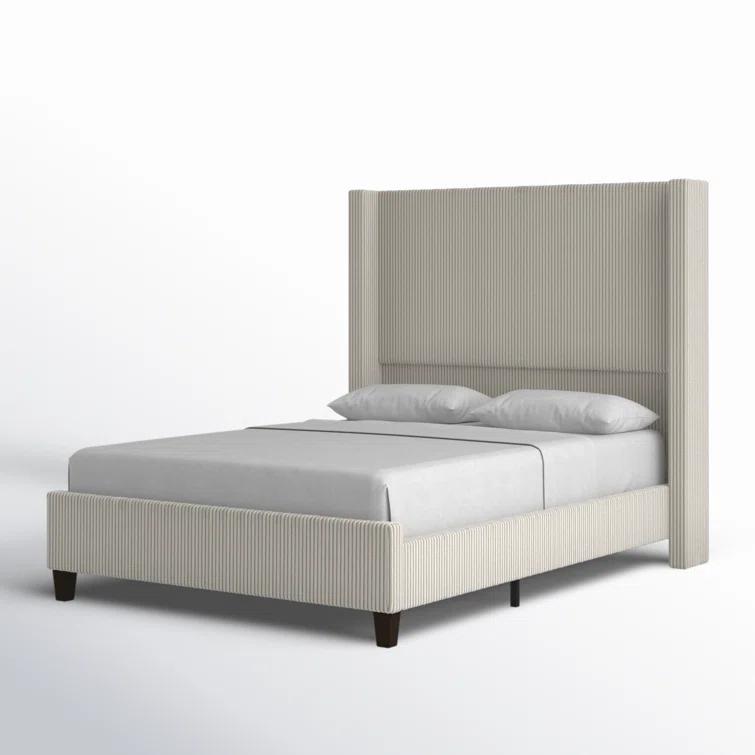 Willa Arlo™ Interiors Dunwoody Upholstered Wingback Queen Size Platform Bed,Cream