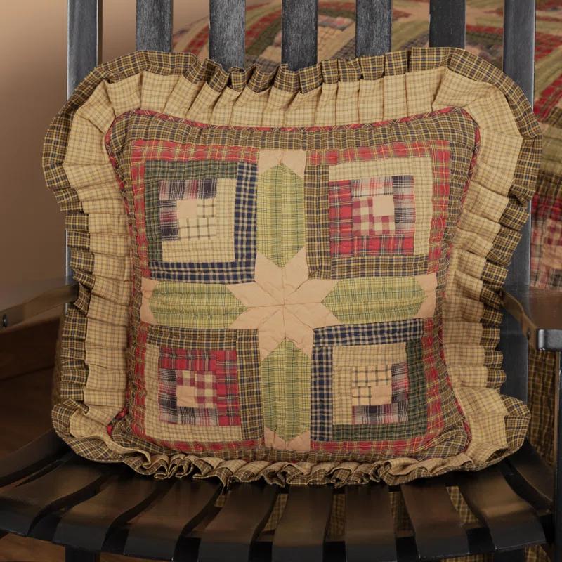 VHC Brands Tea Cabin Patchwork Cotton Reversible Throw Pillow