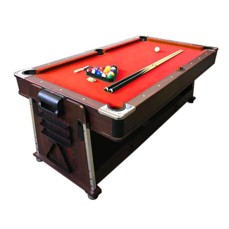 Simba USA Inc Pool Table 7ft Red + Air Hockey + Table Tennis + Table – Crown