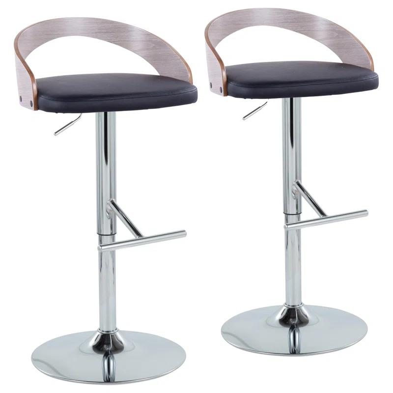 LumiSource Grotto Swivel Upholstered Adjustable Height Counter Stool with Metal Frame (Set of 2)