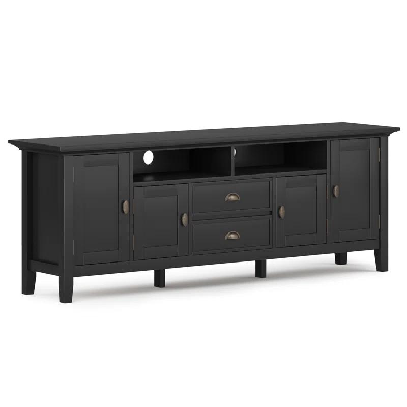 Simpli Home Redmond 72"W Solid Wood TV Stand for TVs up to 80" with Storage Cabinets