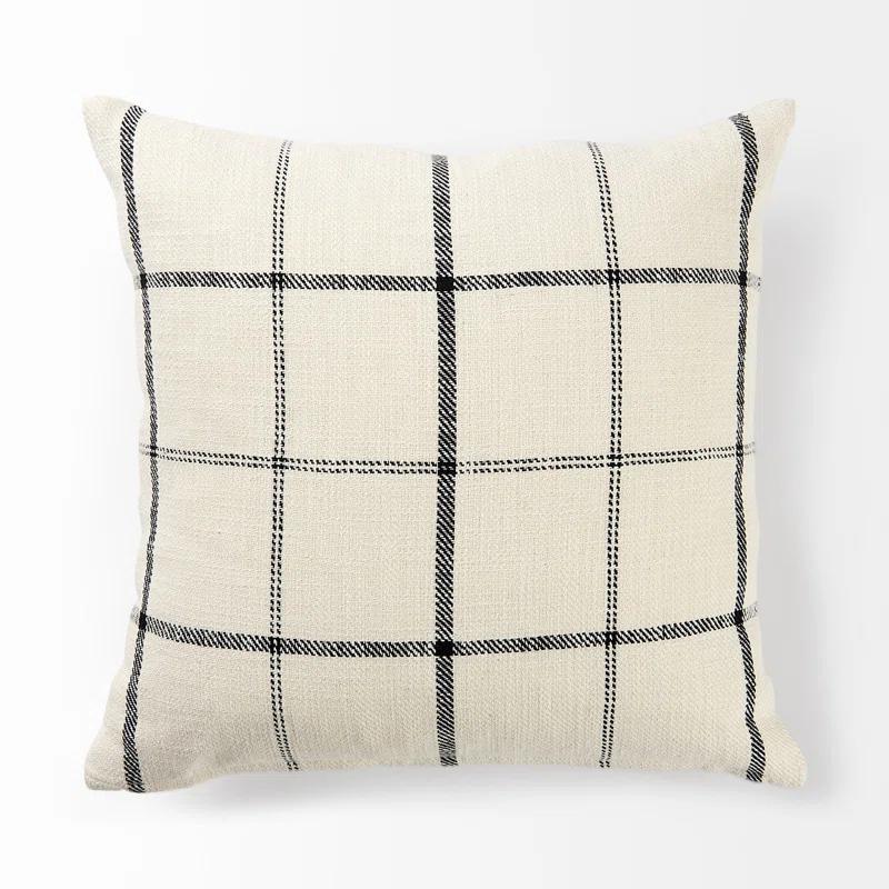 ZeaZu Black And Beige Plaid Square Accent Cover