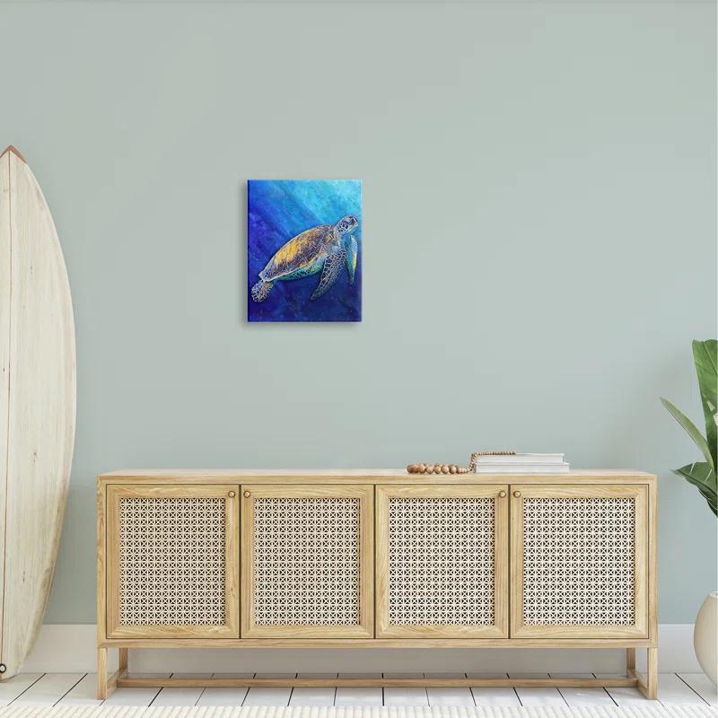 Stupell Industries " Sea Turtle Swimming Deep Blue Ocean Under Water " by Alpenglow Workshop