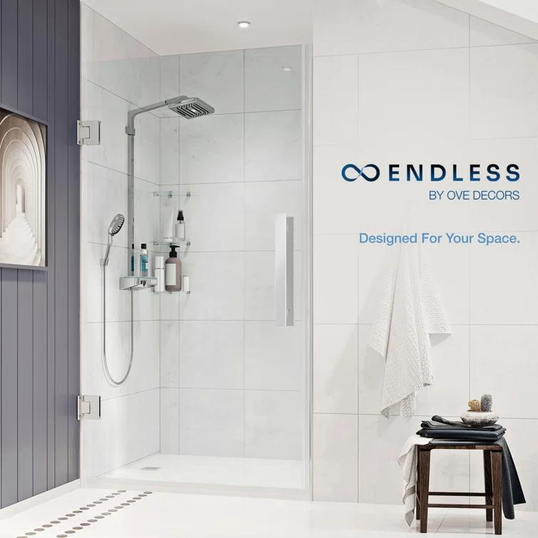 Ove Decors Endless Tampa-Pro 35" W x 72" H Corner Frameless Shower Kit, Door, Panel TP0142300