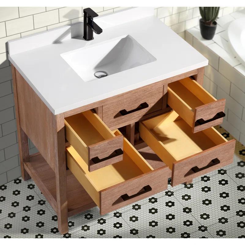 Ari Kitchen & Bath Betty 36'' Single Bathroom Vanity with Quartz Top
