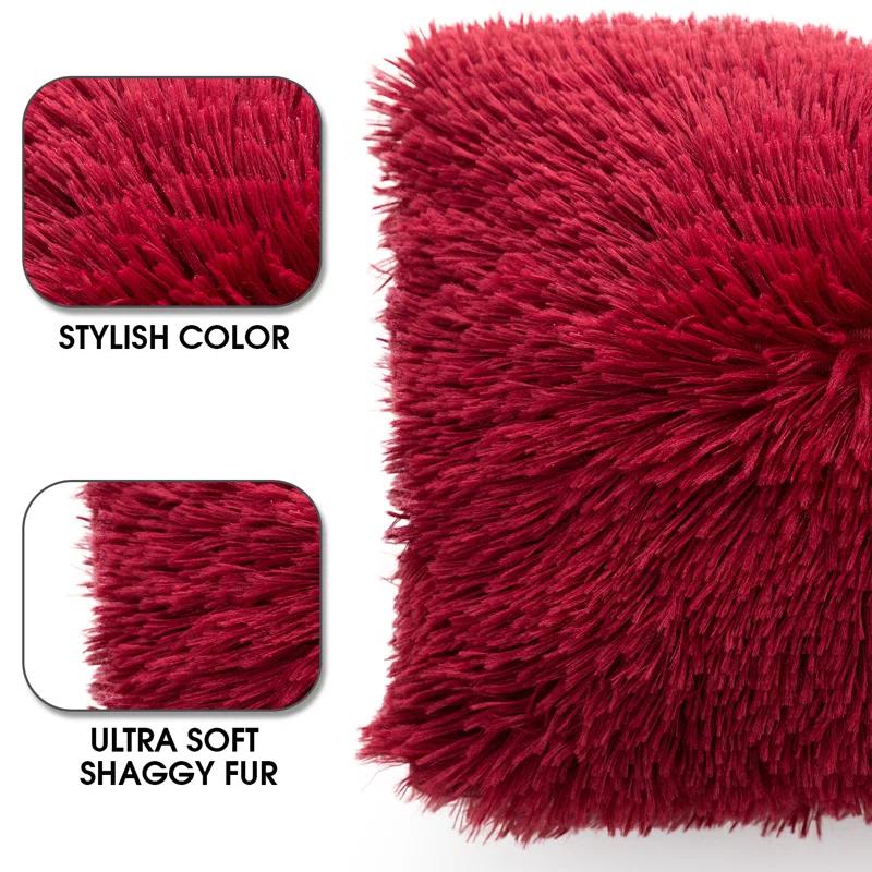 Cheer Collection Cheer Collection Shaggy Hair Decorative Throw Pillows (Set of 2)