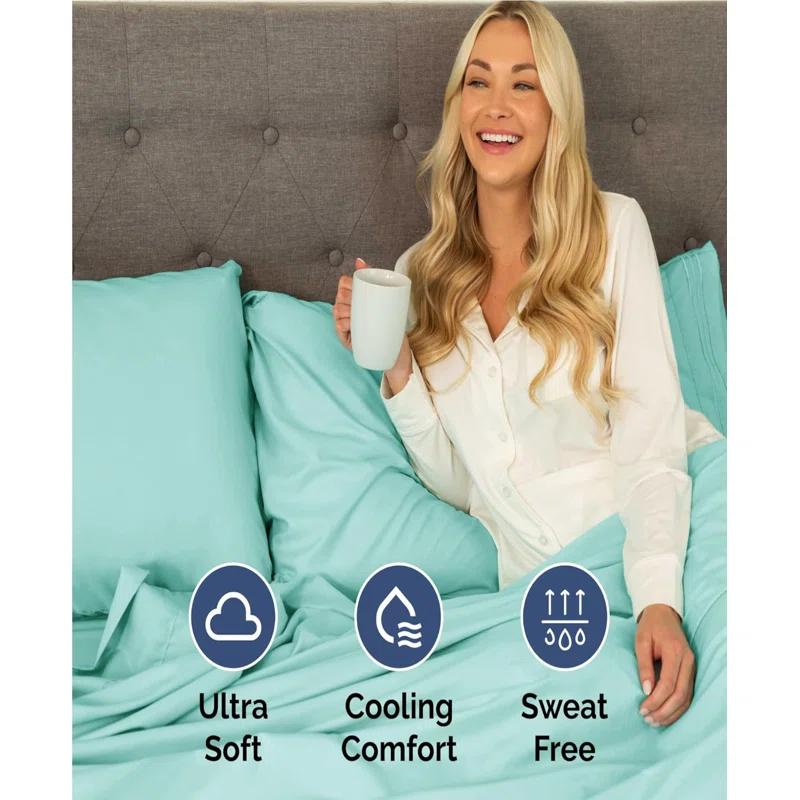 CGK Linens 4 Piece Sheet Set Premium Cooling, Soft & Wrinkle Free Sheet Set