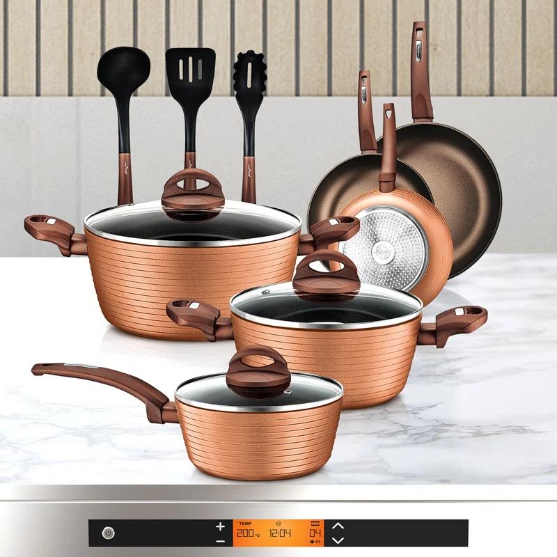 NutriChef 12 - Piece Non-Stick Aluminum Cookware Set