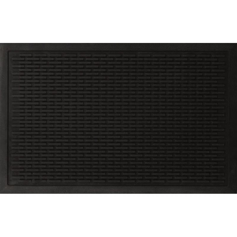 Ottomanson Easy clean, Waterproof Non-Slip Indoor/Outdoor Rubber Doormat, Black