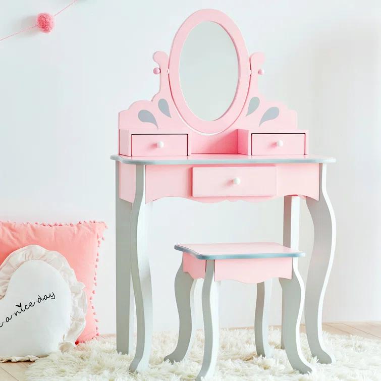 Teamson Kids Teamson Kids Wooden Princess Rapunzel 2-pc. Vanity Set, Gray/Pink