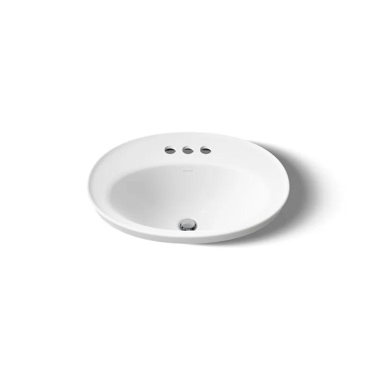 Serif® Ceramic Oval Drop-In Bathroom Sink with Overflow