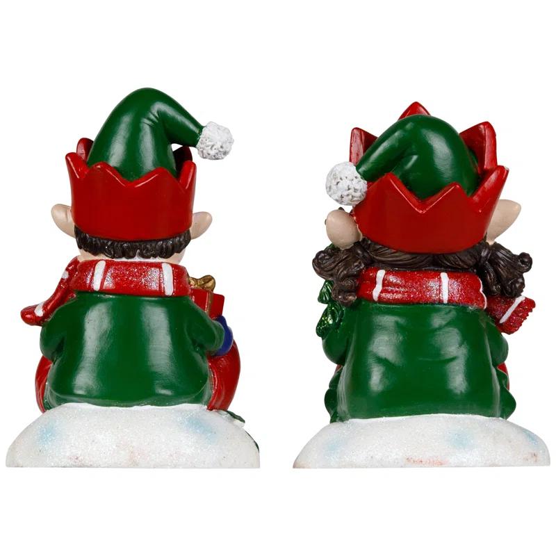 Northlight Seasonal Festive Elves Christmas Stocking Holders - 5" - Set Of 2