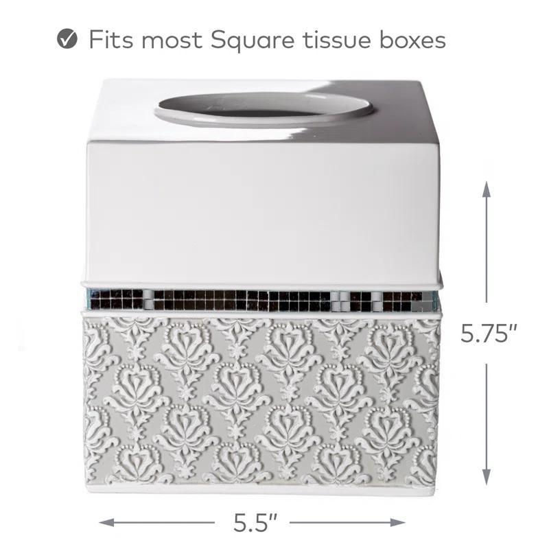 Creative Scents Mirror Damask Tissue Box Cover